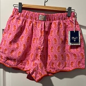Roller Rabbit Target Pink and Orange Seahorse Print Boxer Shorts with Pockets